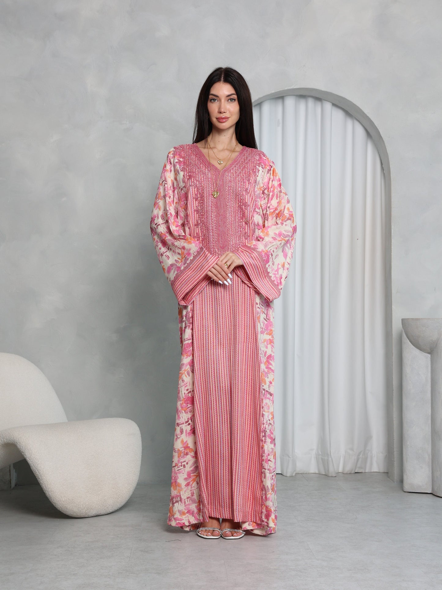 Pink Botanical Kaftan