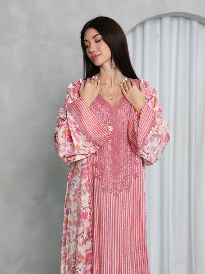 Pink Botanical Kaftan