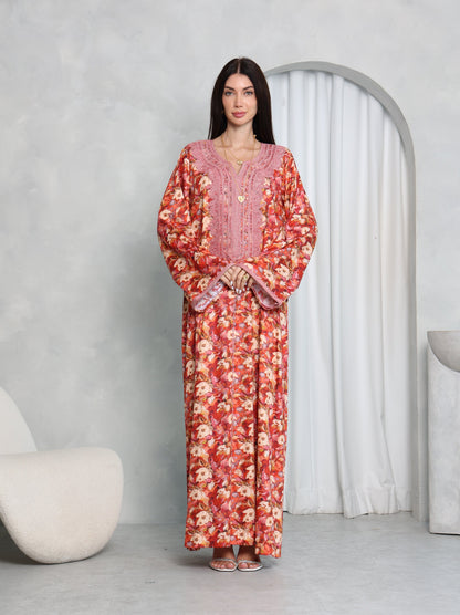 Coral Floral Kaftan