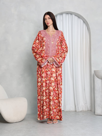Coral Floral Kaftan