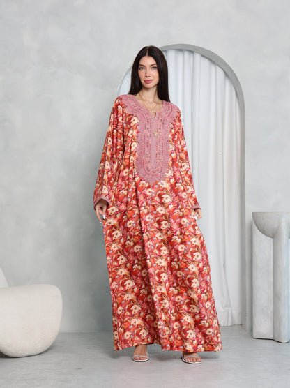 Coral Floral Kaftan