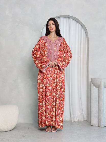 Coral Floral Kaftan