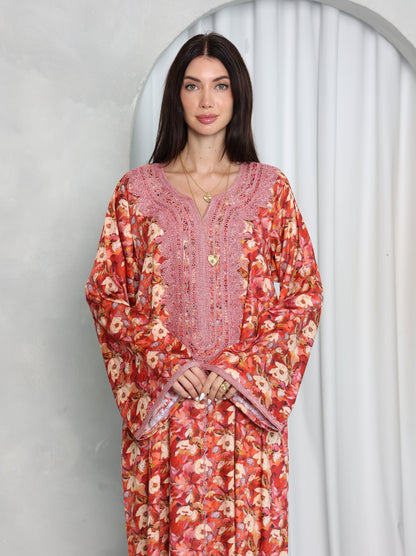 Coral Floral Kaftan