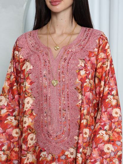 Coral Floral Kaftan