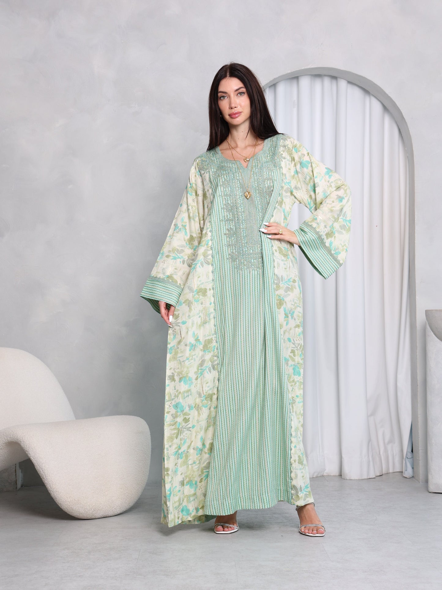 Mint Botanical Kaftan
