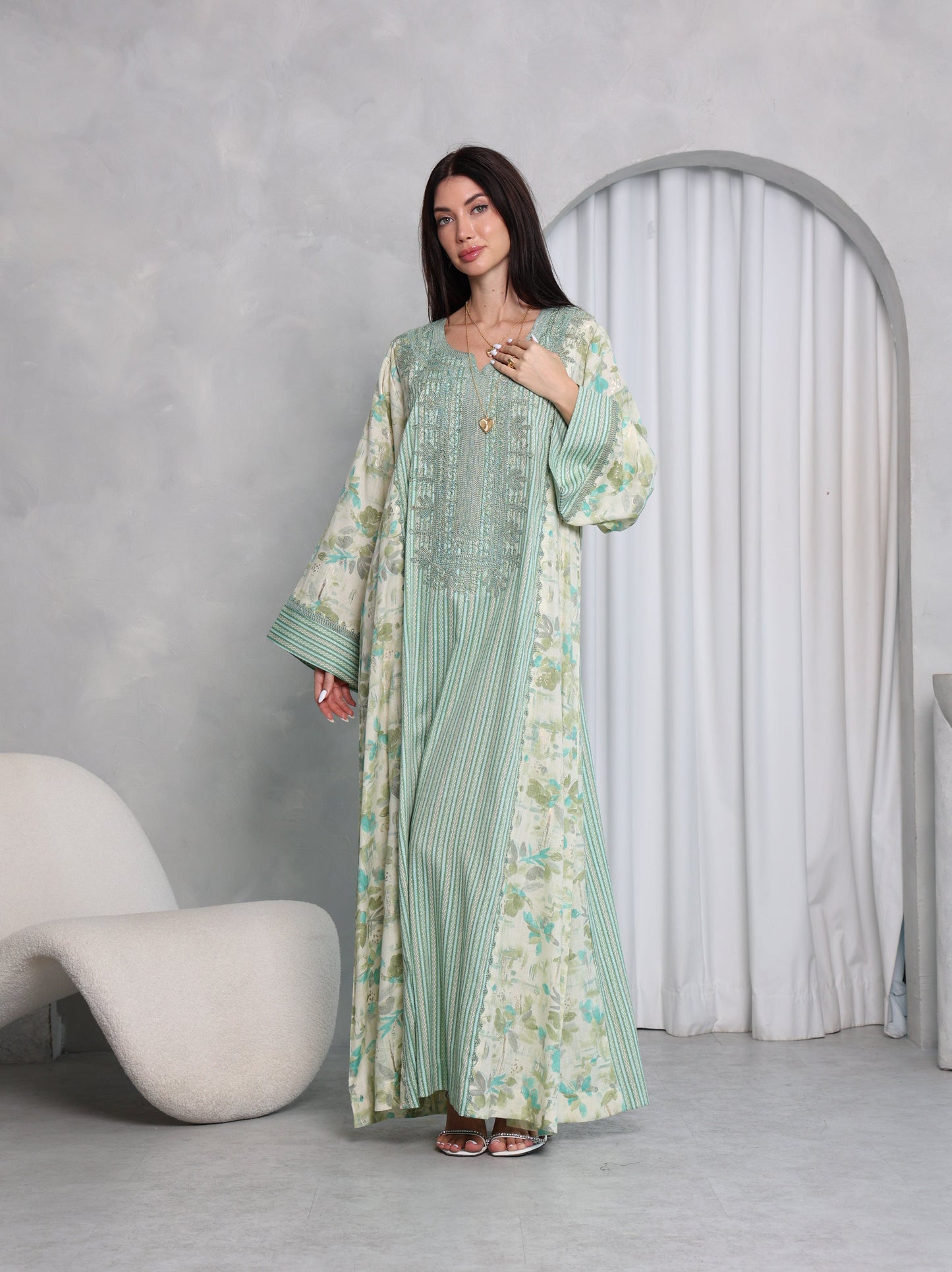 Mint Botanical Kaftan