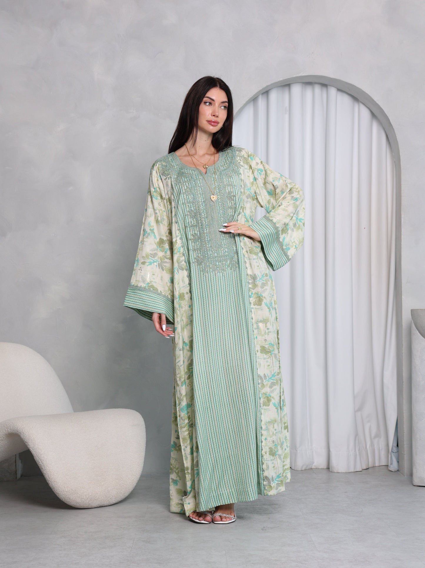Mint Botanical Kaftan
