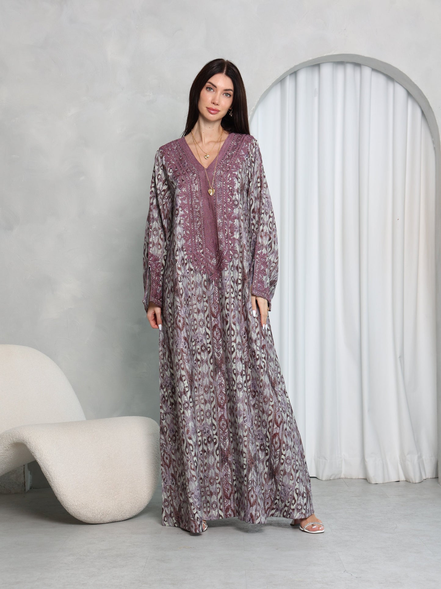 Plum Ikat Kaftan