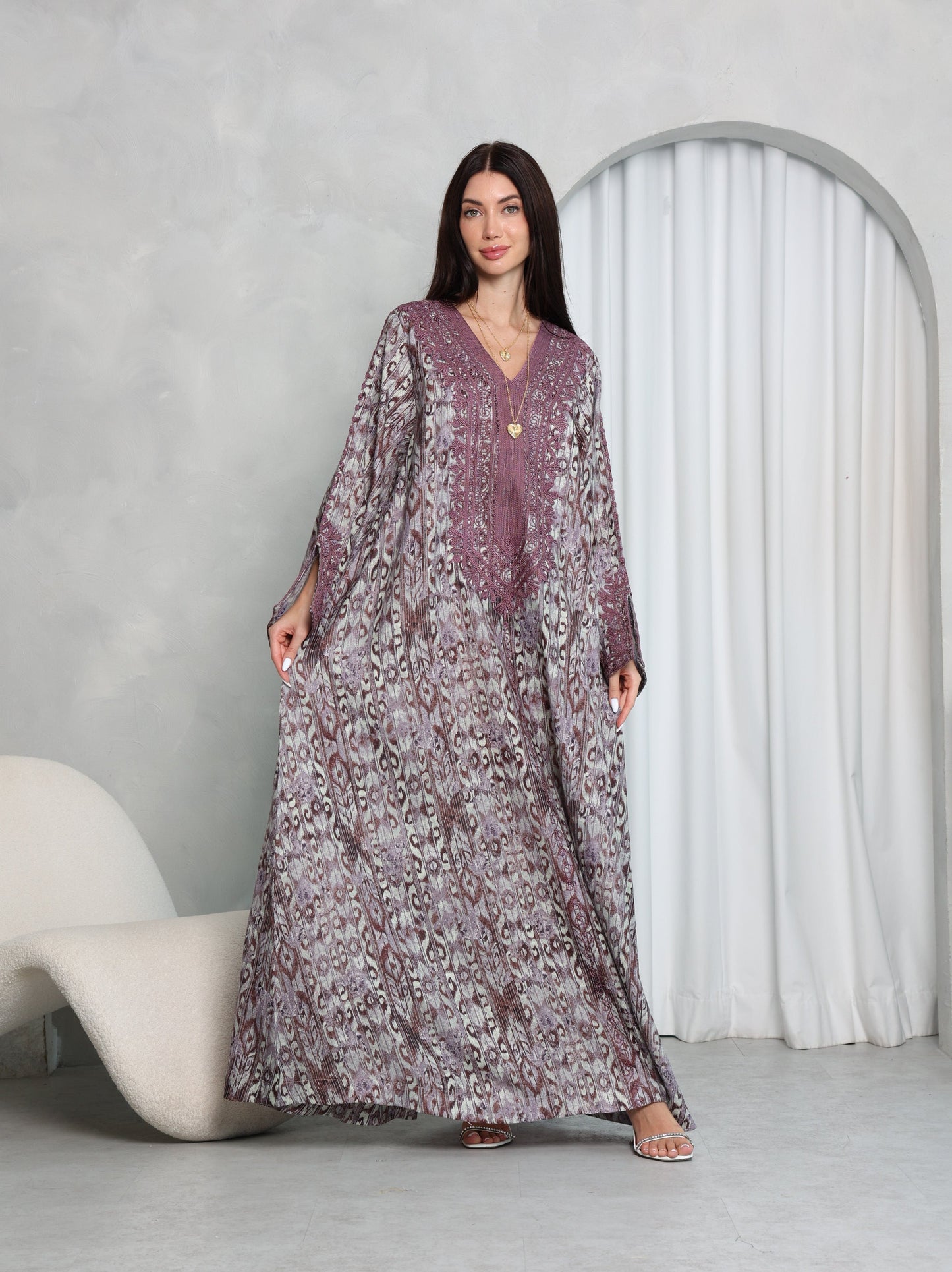 Plum Ikat Kaftan