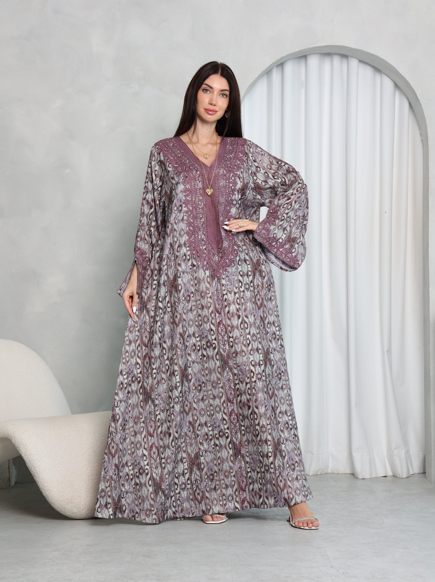 Plum Ikat Kaftan