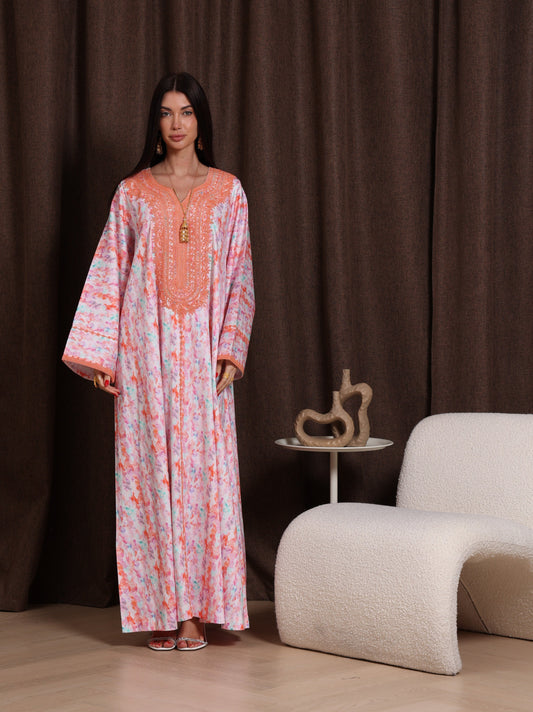 Coral Drift Kaftan