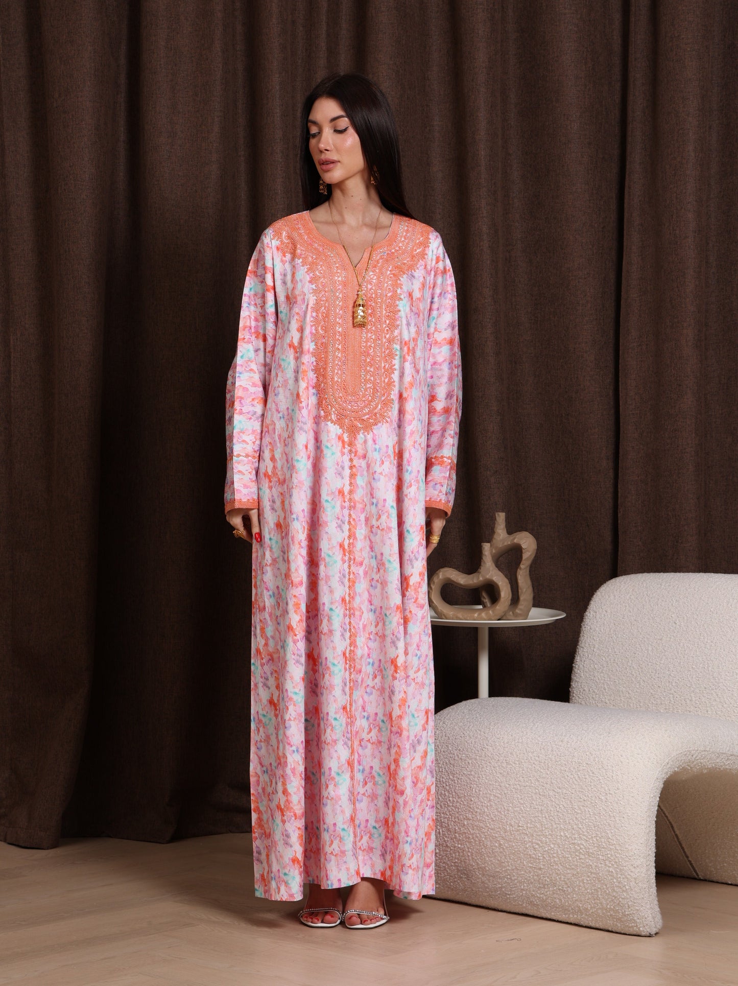 Coral Drift Kaftan