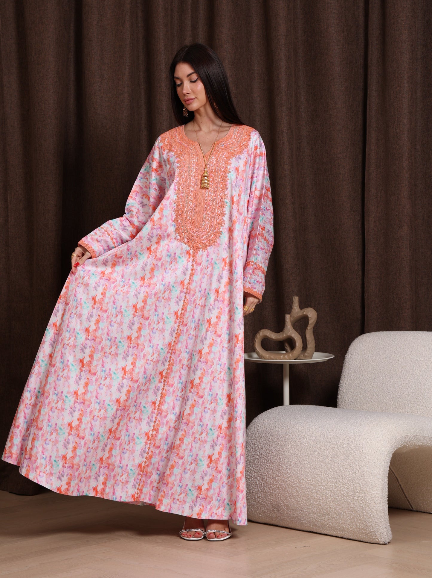 Coral Drift Kaftan