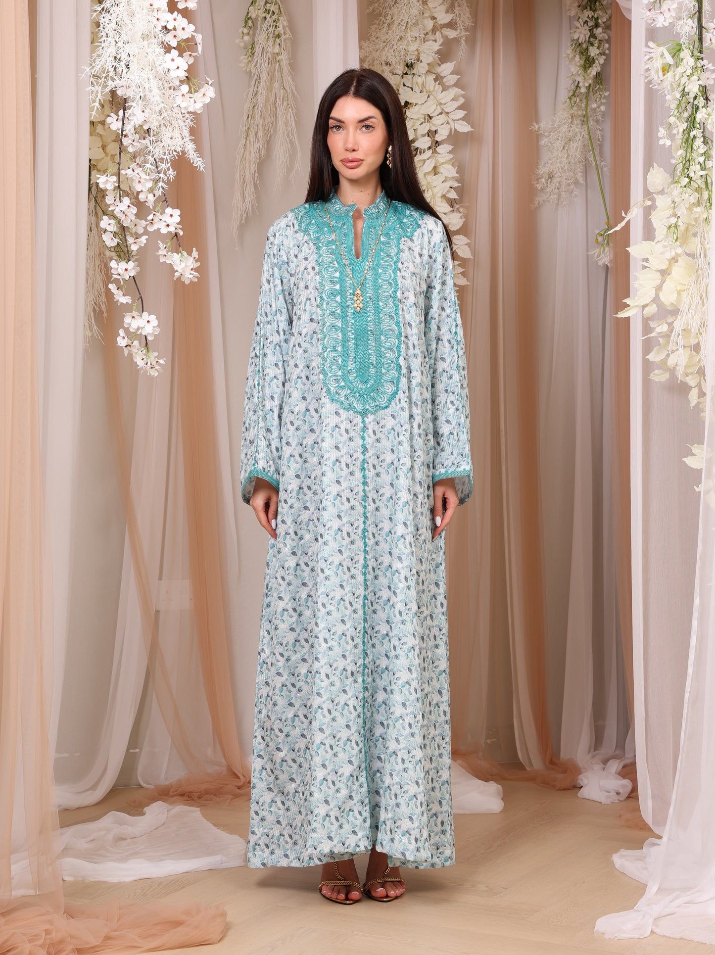 Teal Leaf Kaftan
