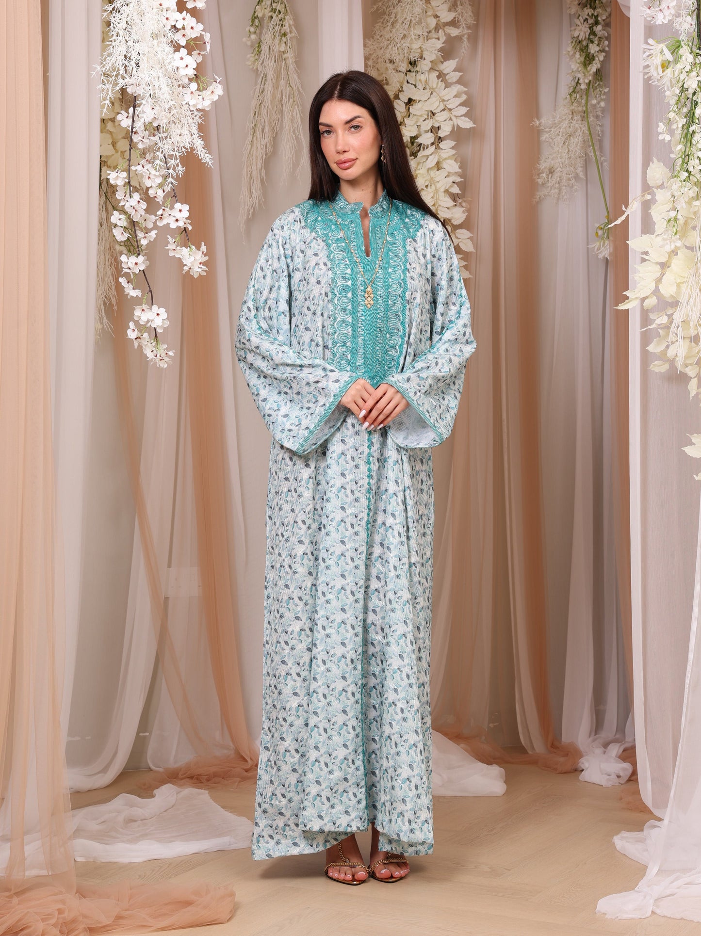 Teal Leaf Kaftan