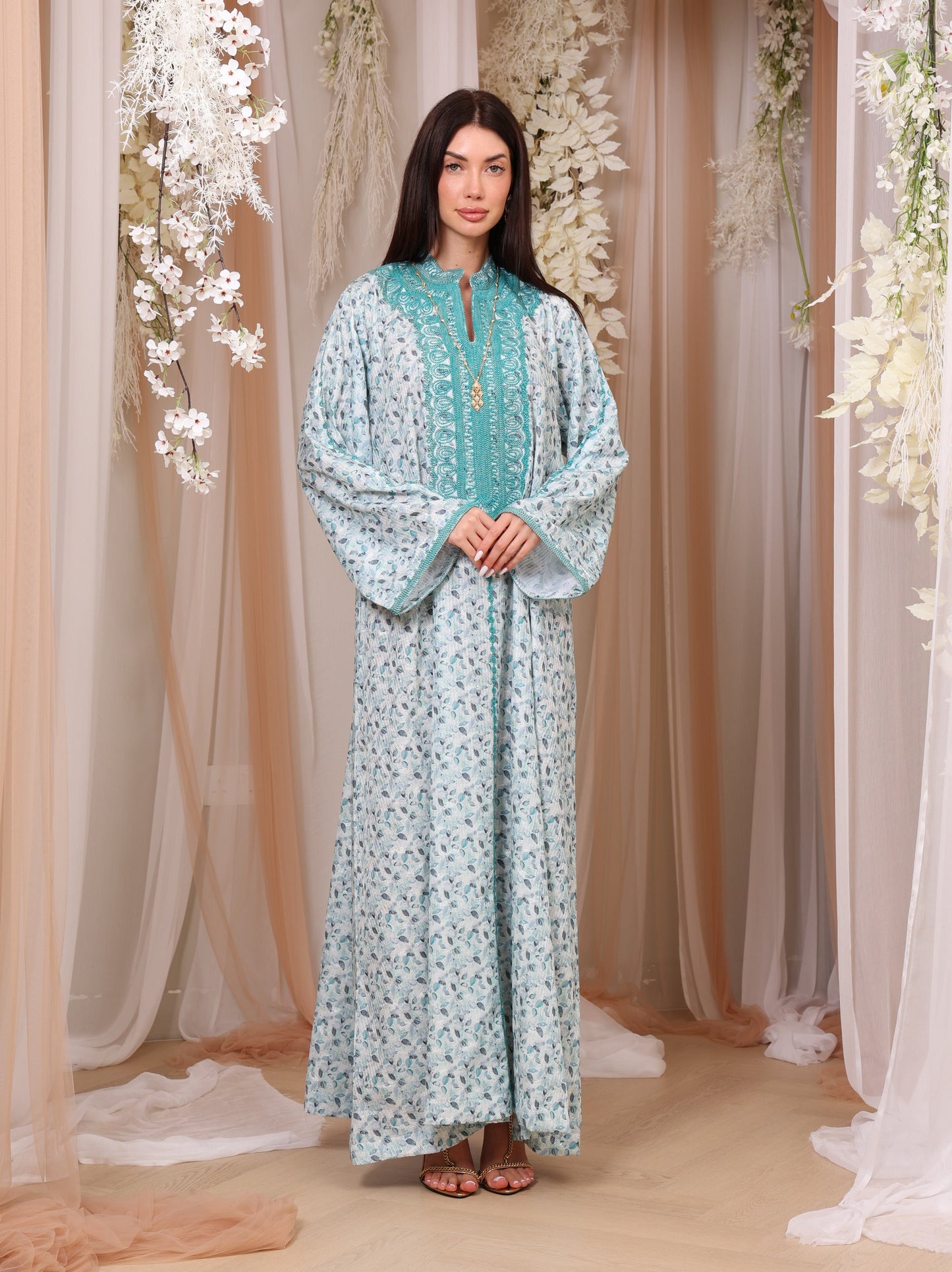 Teal Leaf Kaftan