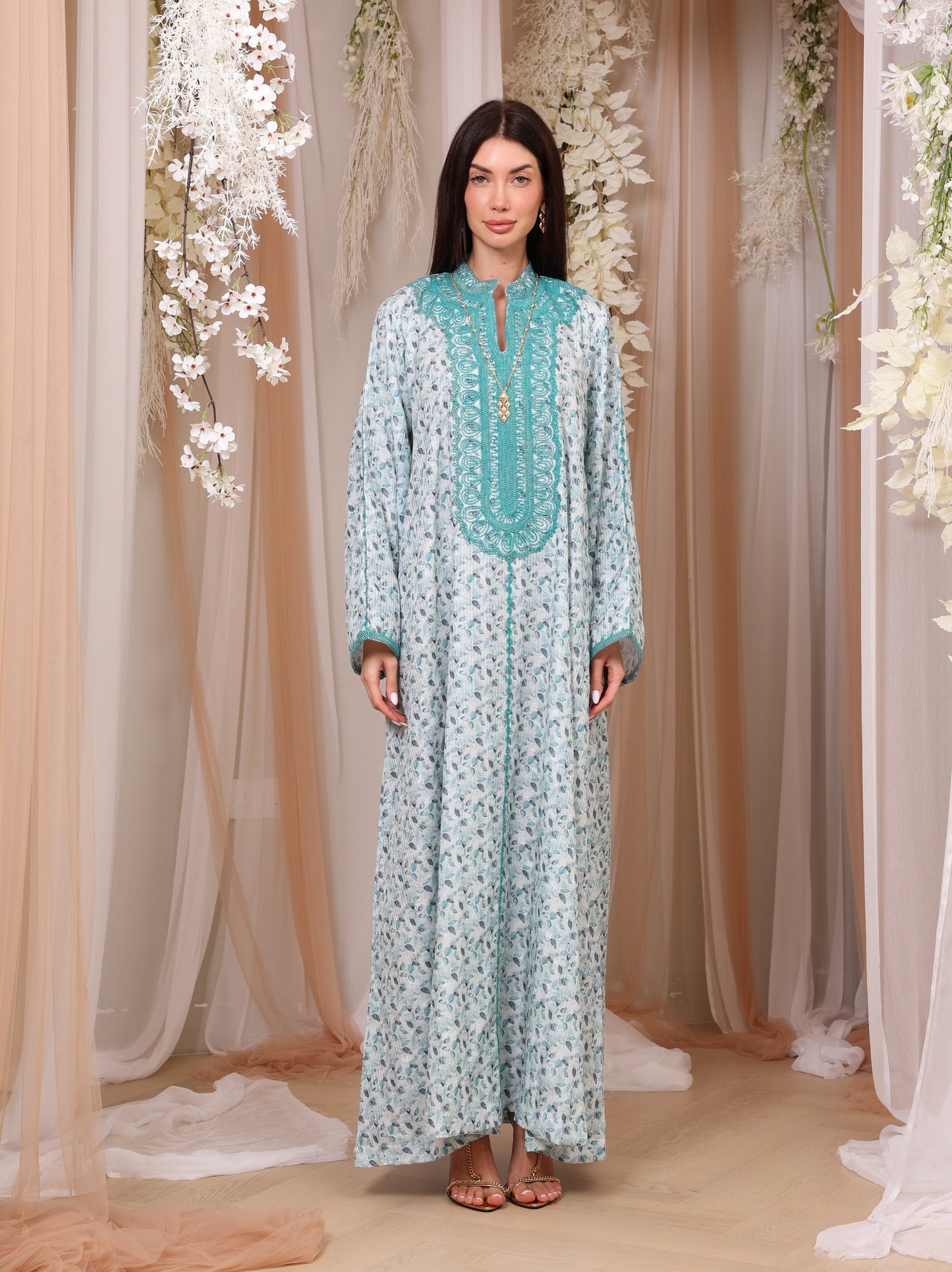 Teal Leaf Kaftan
