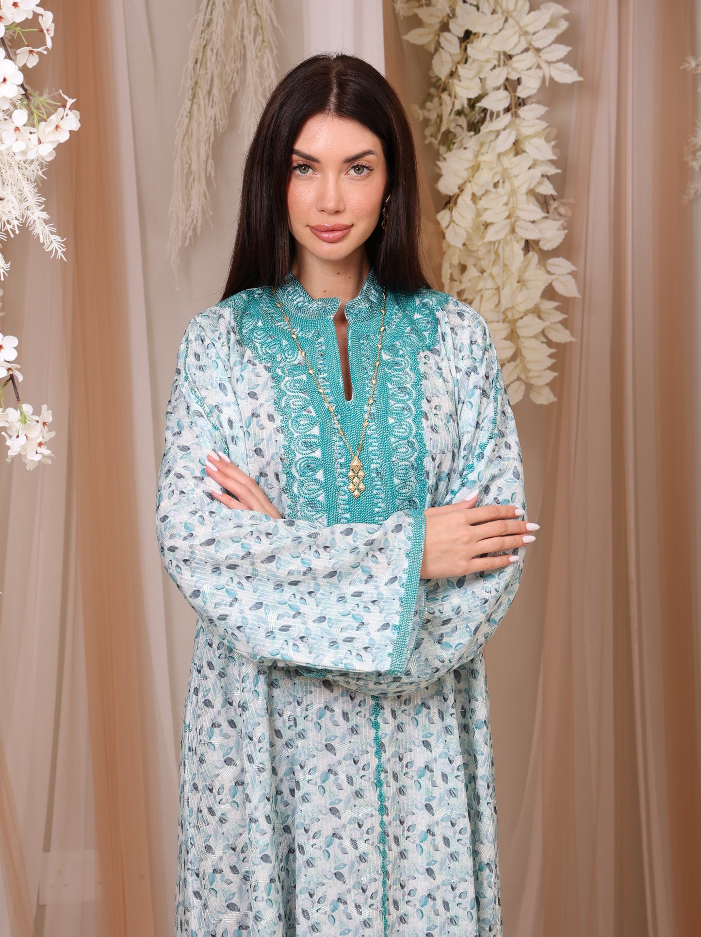 Teal Leaf Kaftan