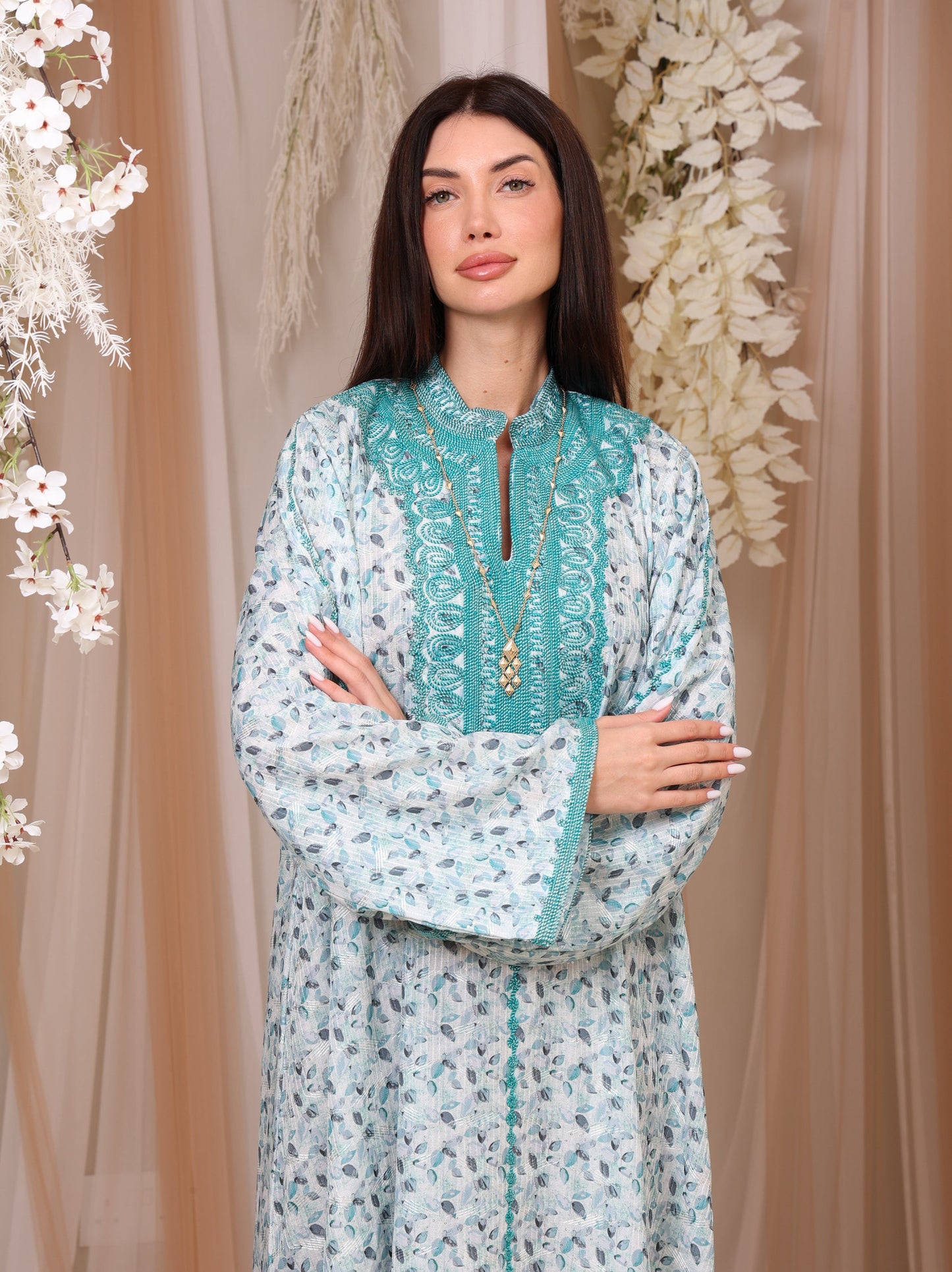 Teal Leaf Kaftan