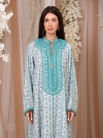 Teal Leaf Kaftan