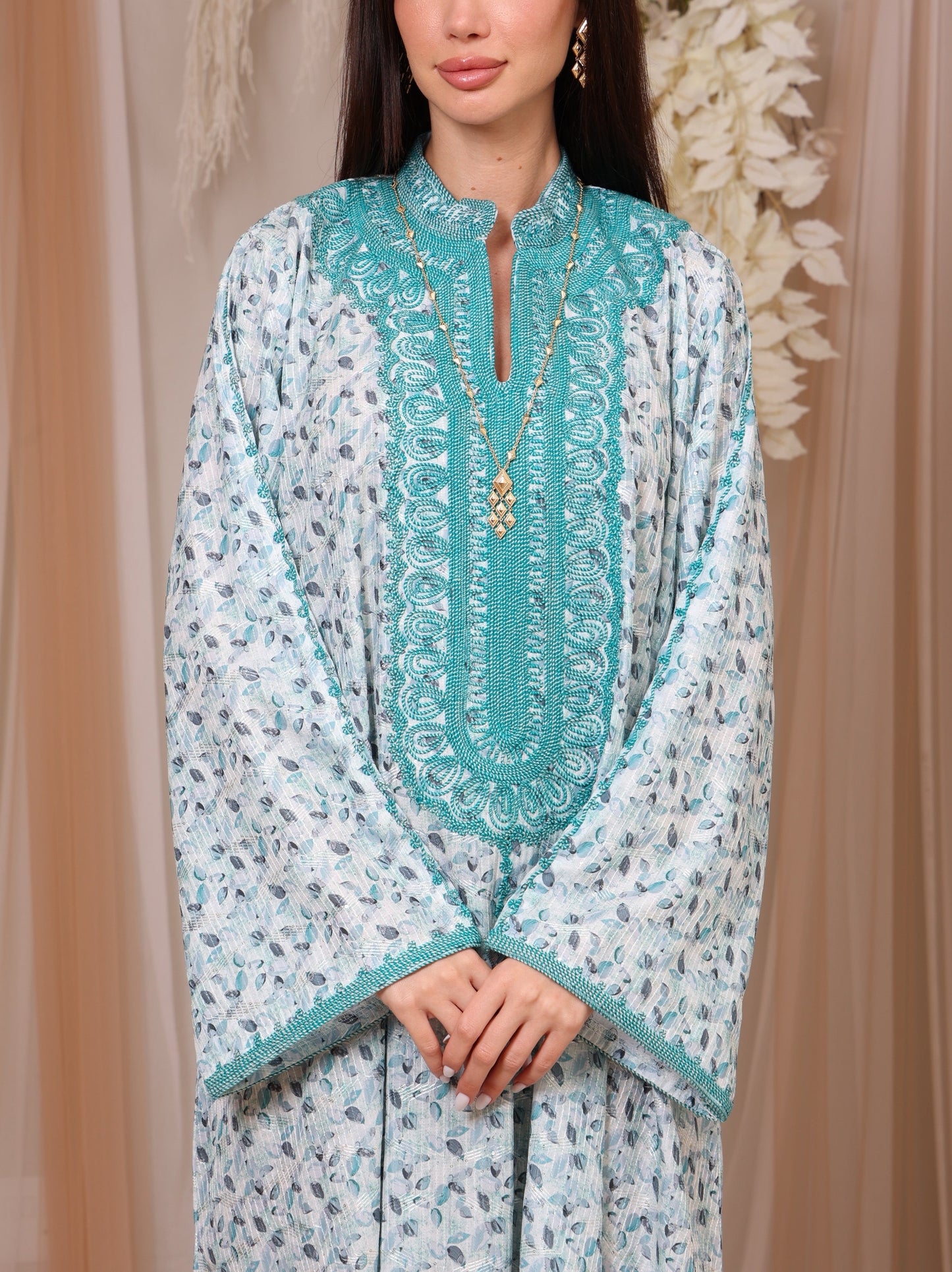 Teal Leaf Kaftan
