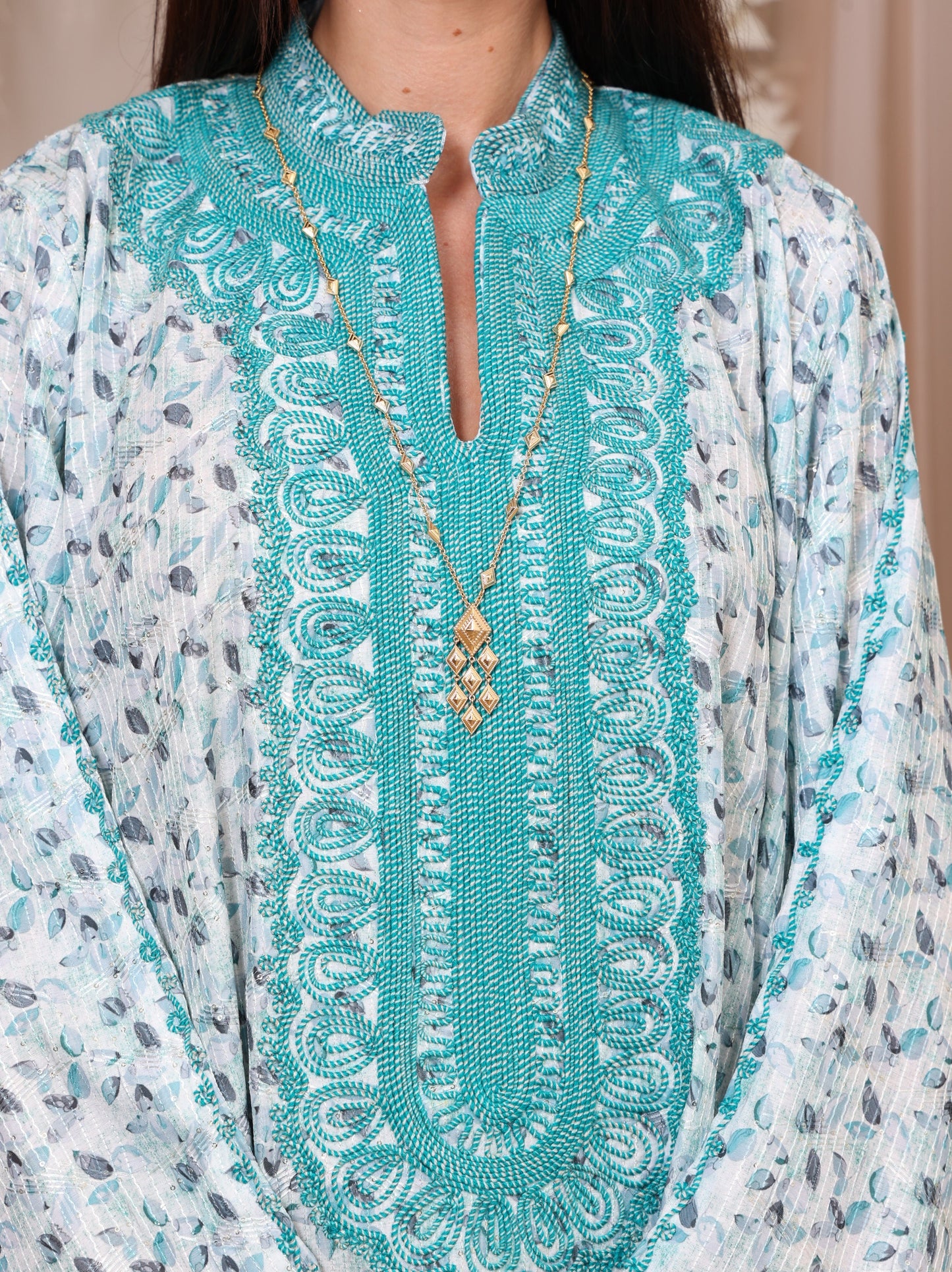 Teal Leaf Kaftan