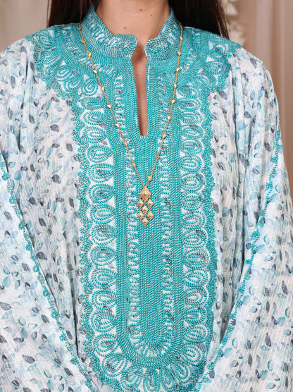 Teal Leaf Kaftan