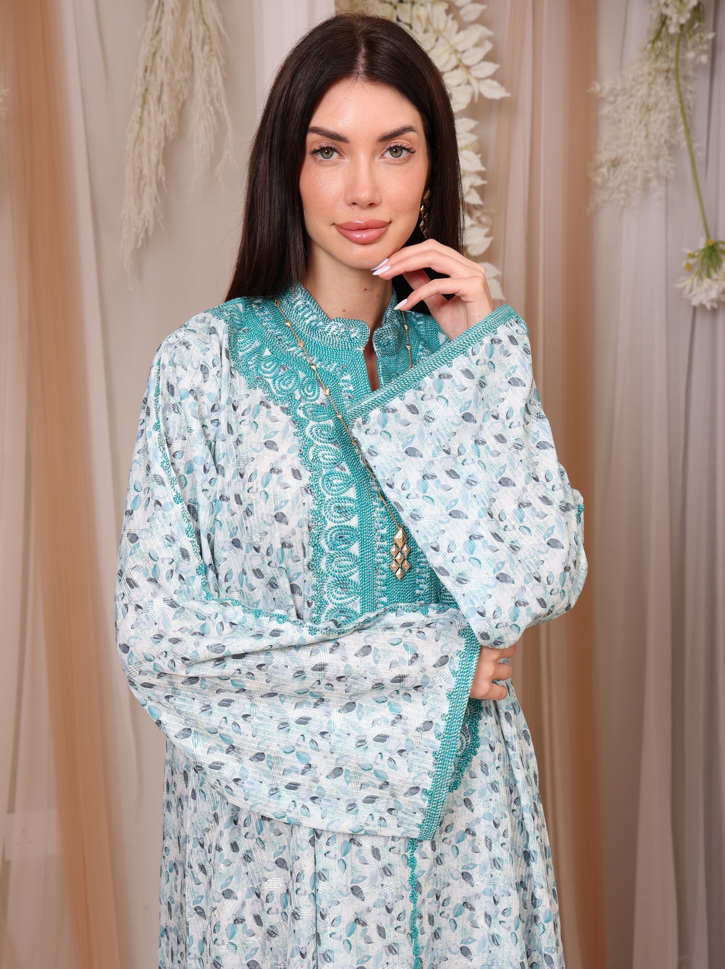 Teal Leaf Kaftan