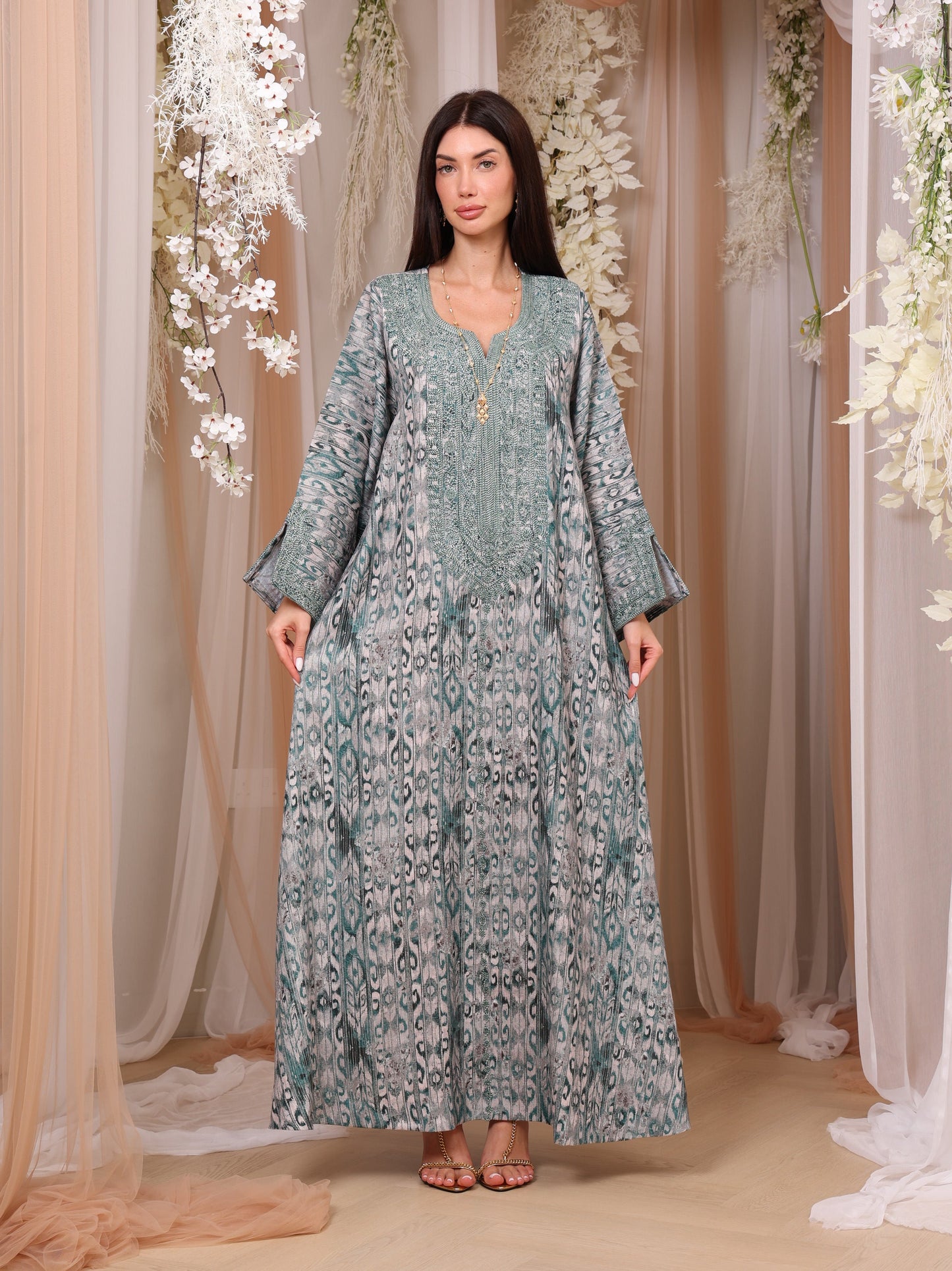 Jade Ikat Kaftan