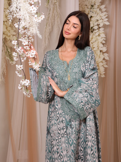 Jade Ikat Kaftan