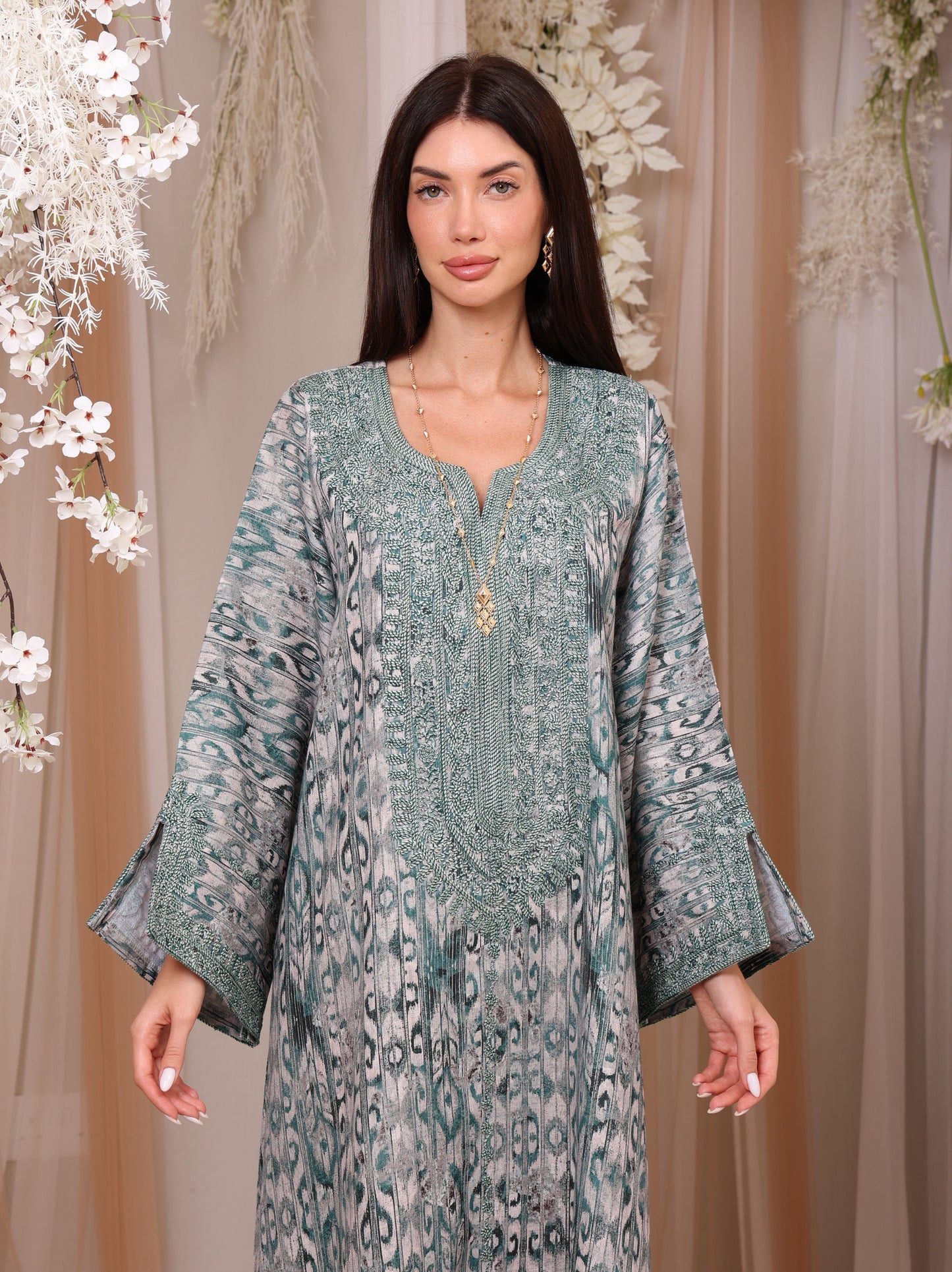 Jade Ikat Kaftan