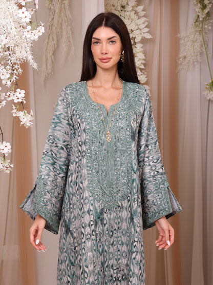 Jade Ikat Kaftan