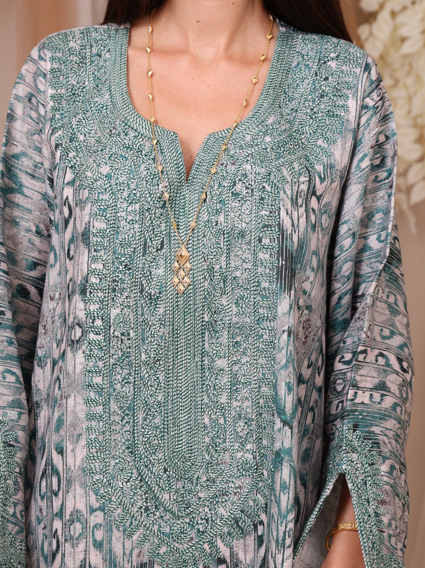 Jade Ikat Kaftan
