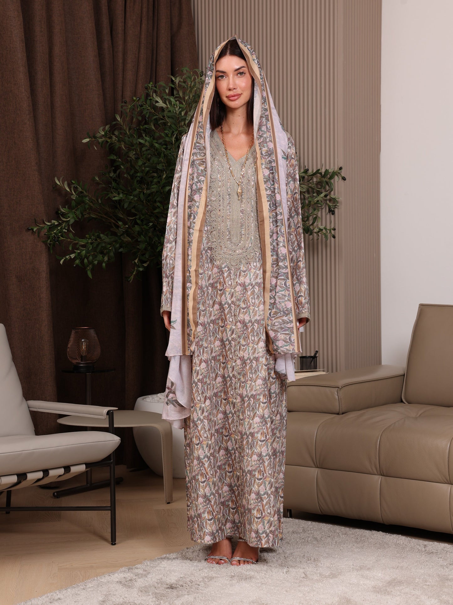 Taupe Tapestry Kaftan