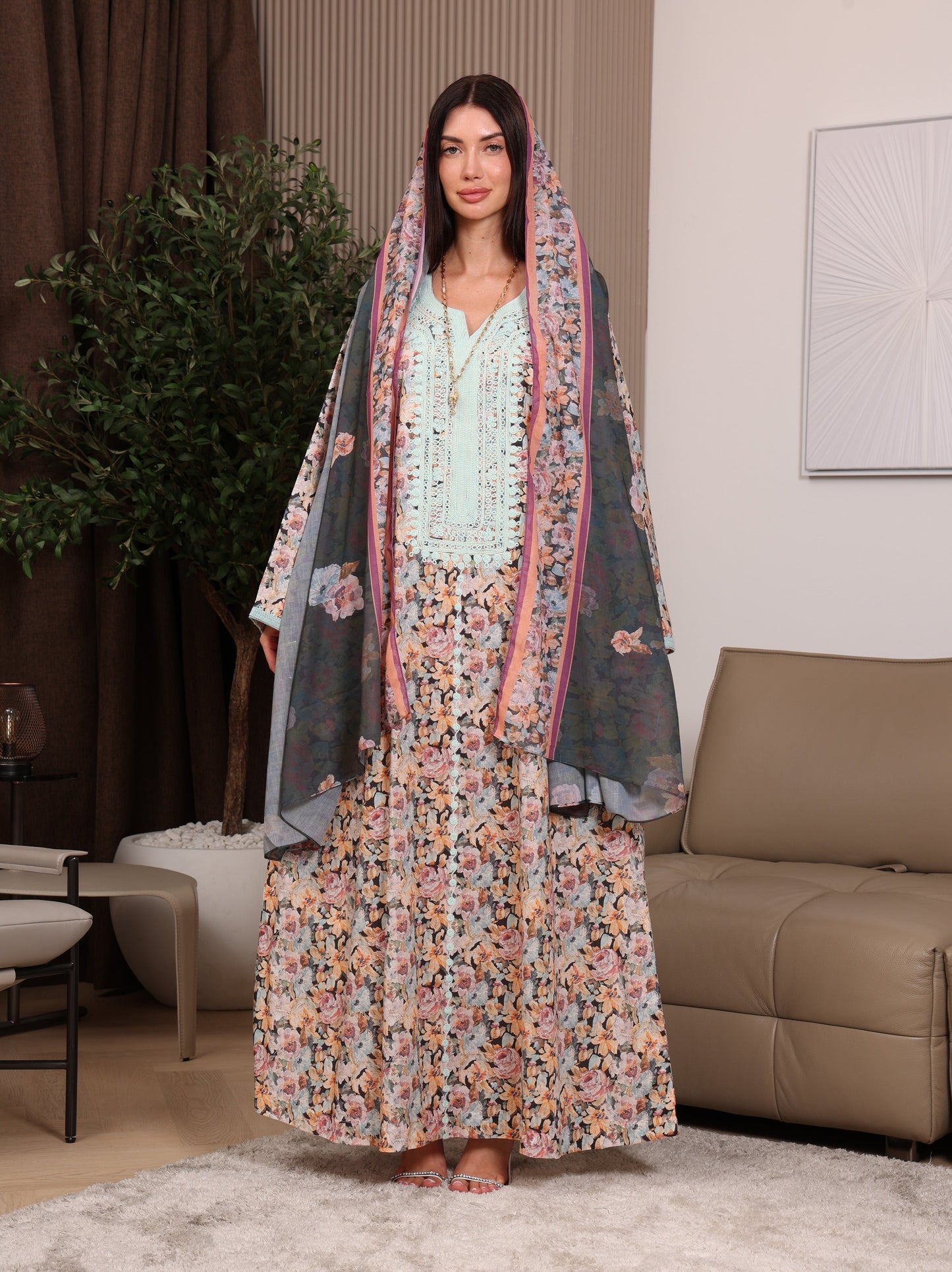 Mint Bouquet Kaftan