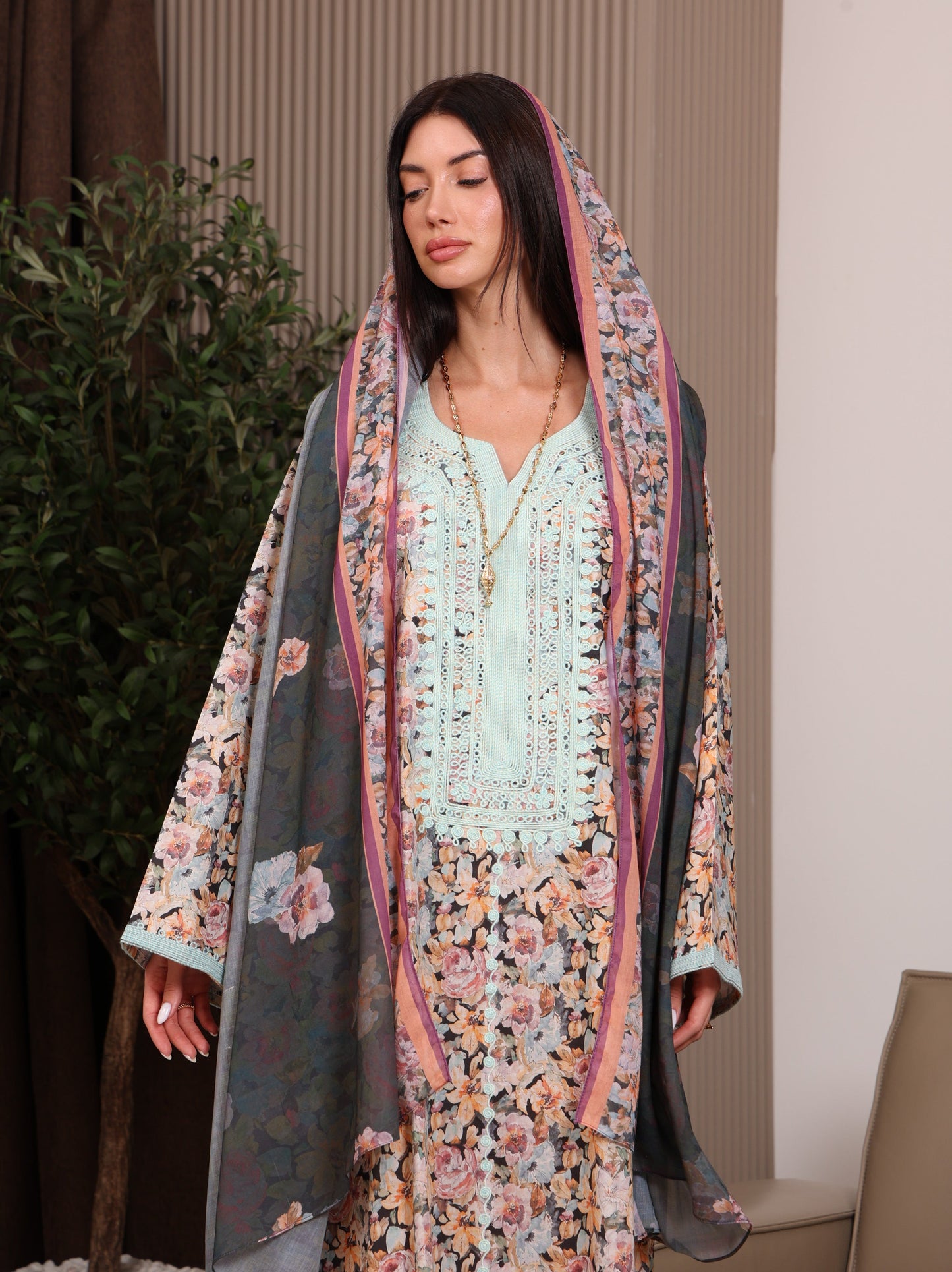 Mint Bouquet Kaftan