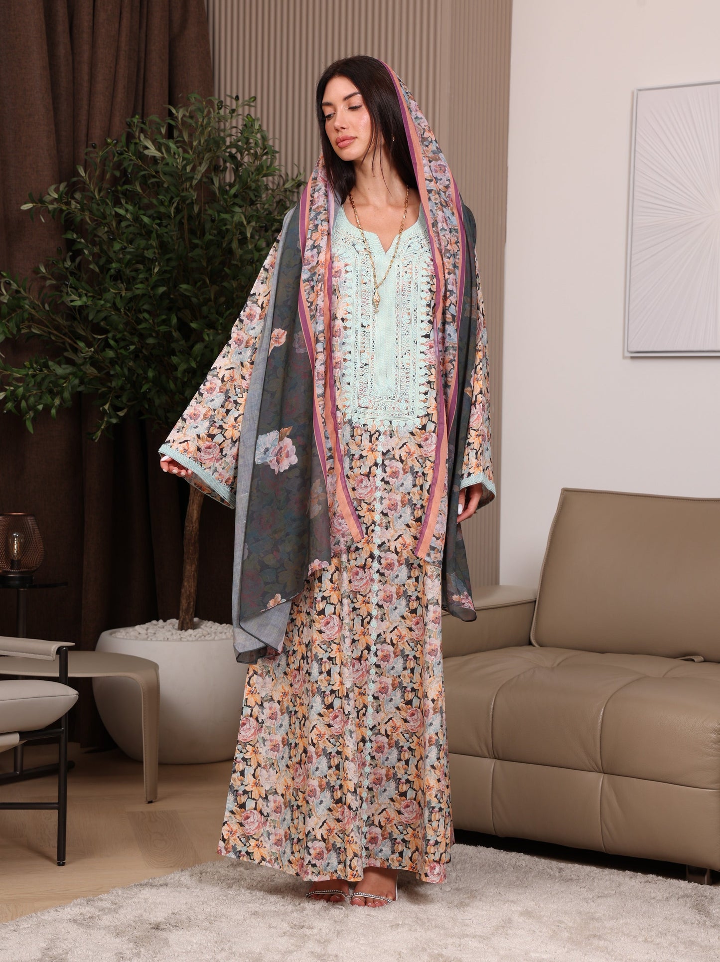 Mint Bouquet Kaftan