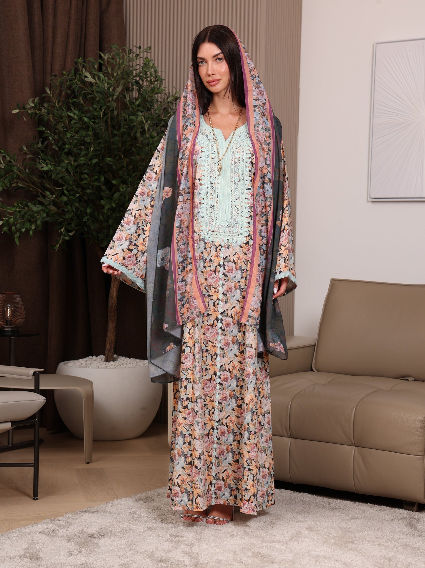 Mint Bouquet Kaftan