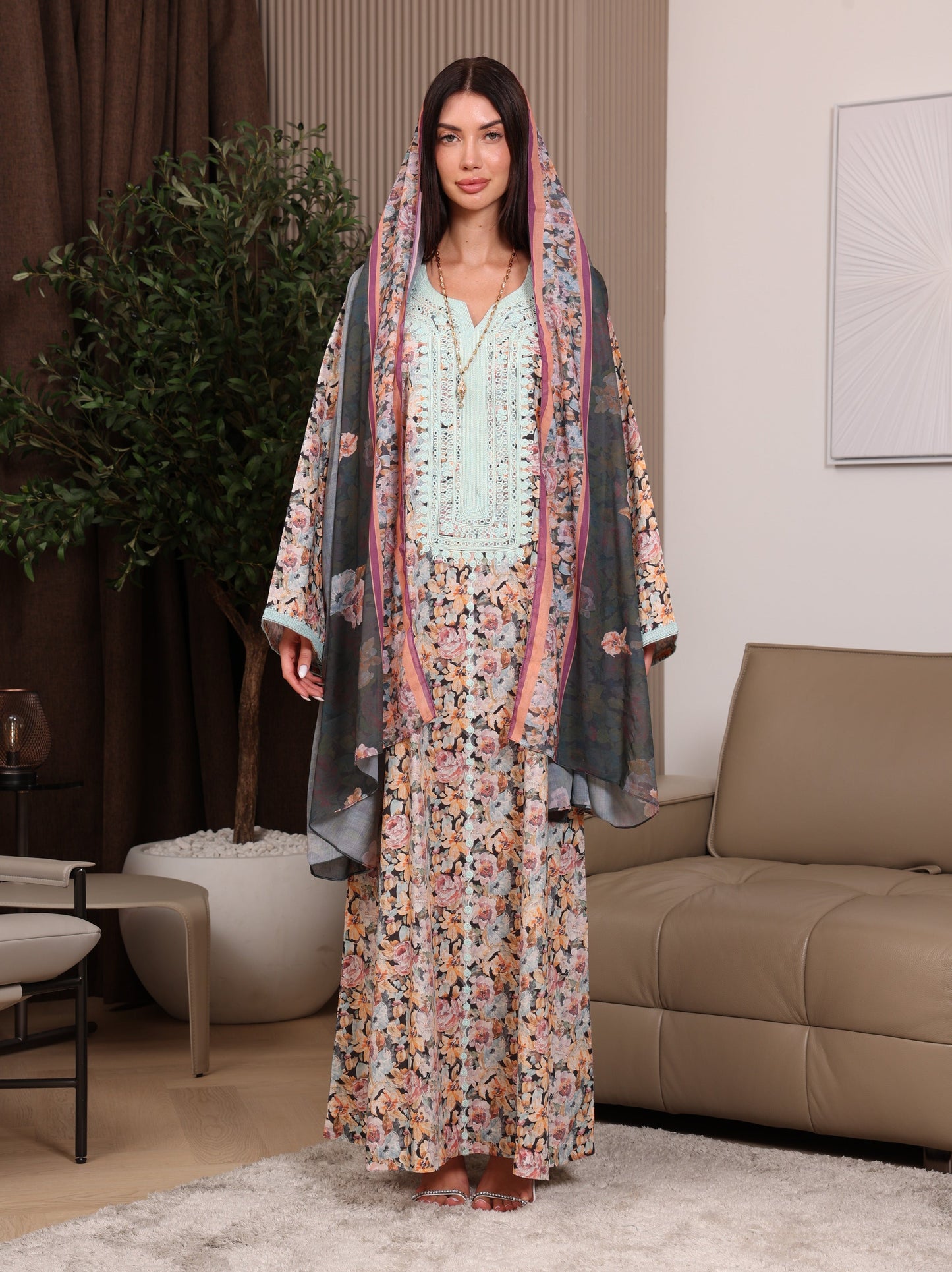 Mint Bouquet Kaftan