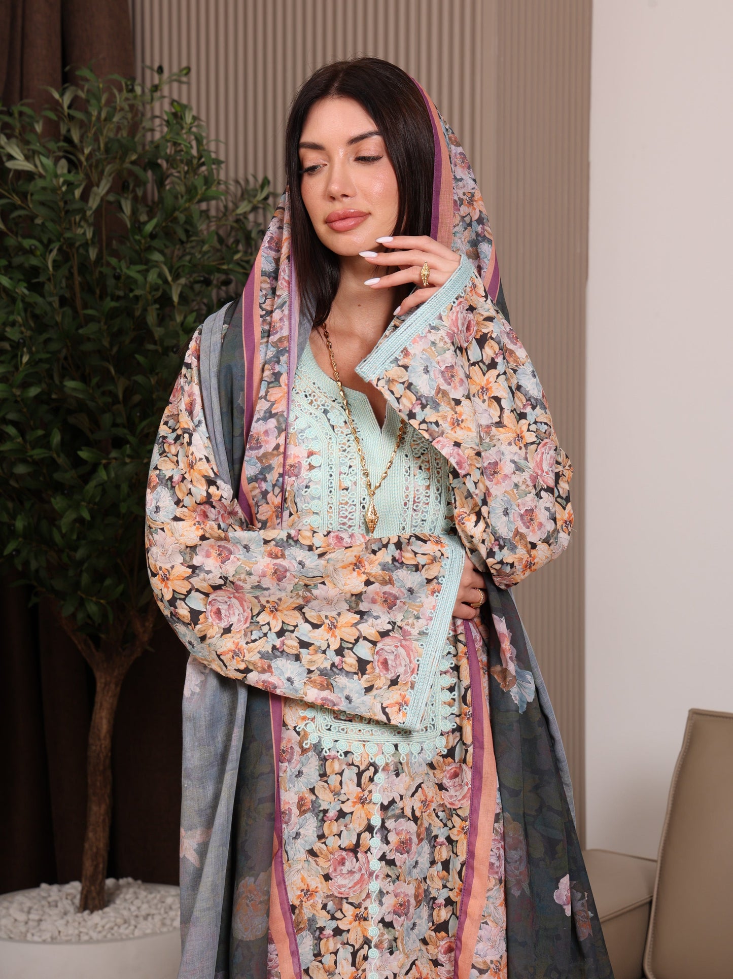 Mint Bouquet Kaftan