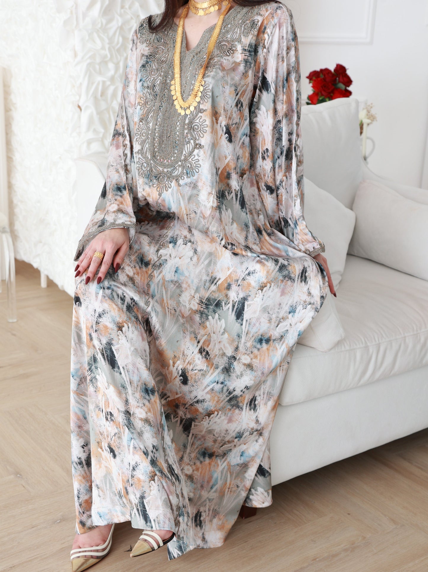 Soft Misty Blossom Print Dress