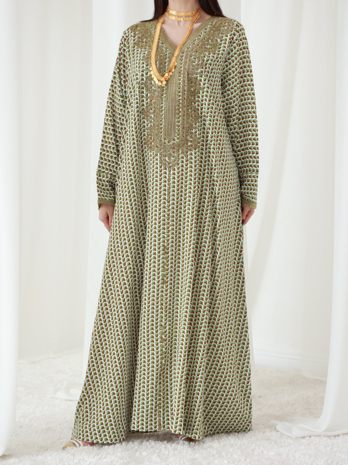 Forest Fern Symphony Embroidered Dress