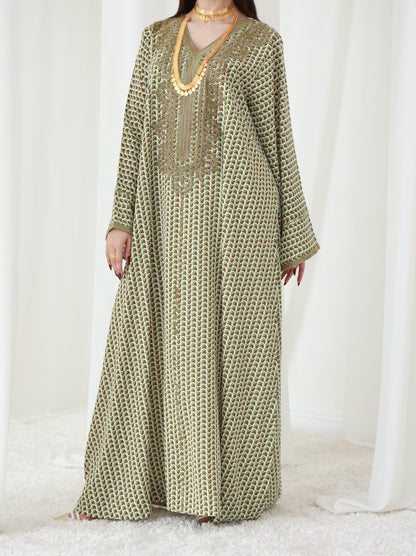 Forest Fern Symphony Embroidered Dress