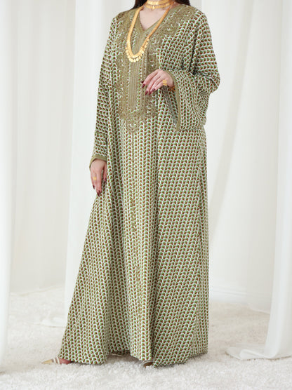 Forest Fern Symphony Embroidered Dress