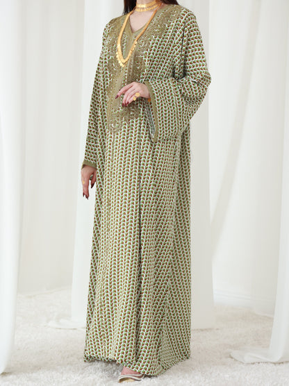 Forest Fern Symphony Embroidered Dress