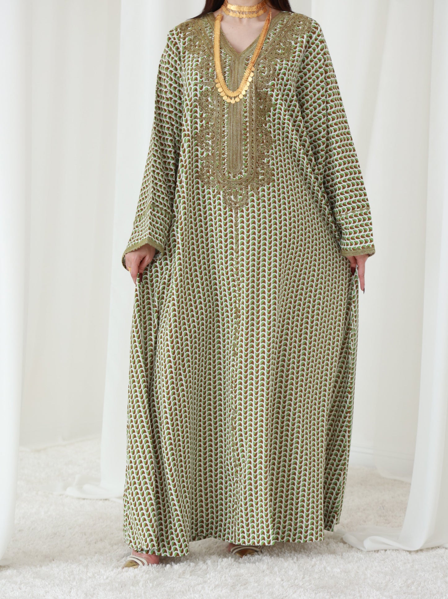 Forest Fern Symphony Embroidered Dress