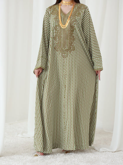 Forest Fern Symphony Embroidered Dress