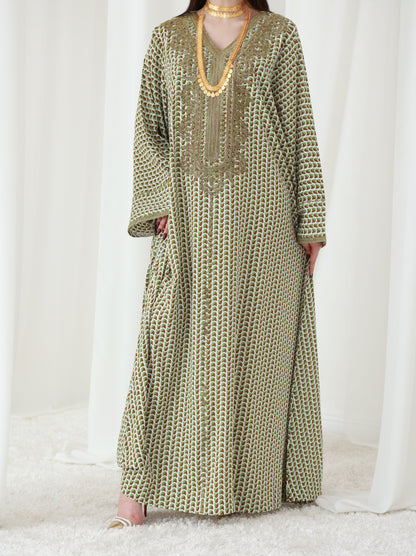 Forest Fern Symphony Embroidered Dress