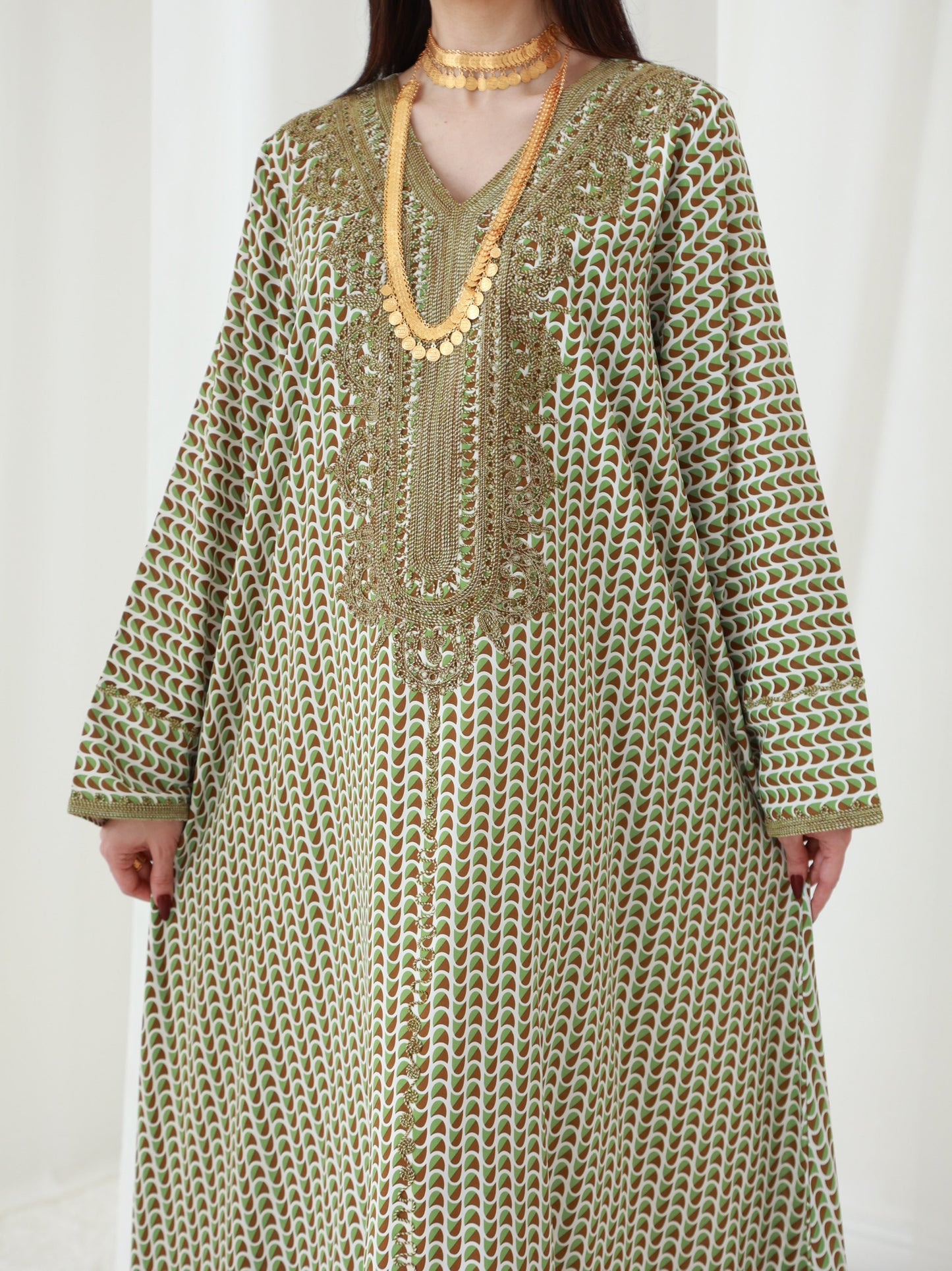 Forest Fern Symphony Embroidered Dress