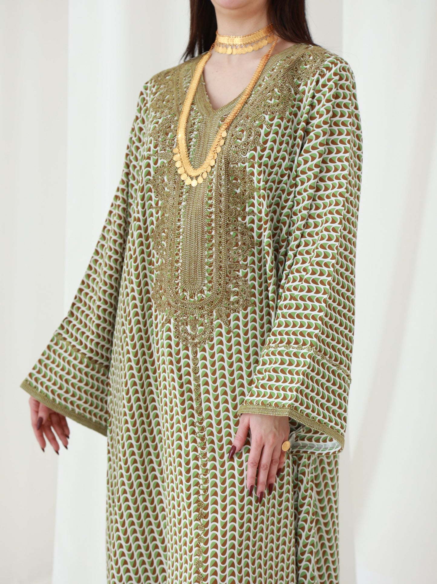 Forest Fern Symphony Embroidered Dress